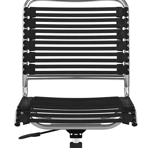 HomeRoots Black and Silver Adjustable Swivel Bungee Rolling Office Chair