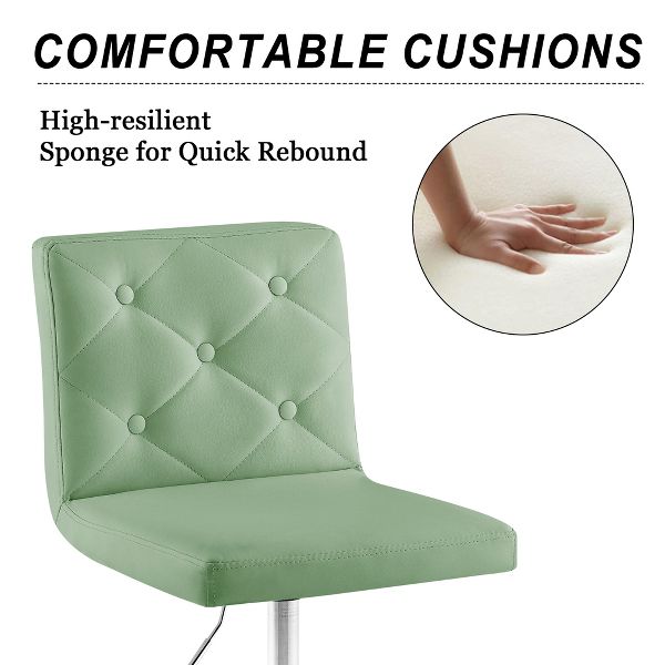 VECELO PU Leather Modern Office Computer Chair with Upholstery and Adjustable Metal Base, Mid-Back Armless Swivel Office Chairs, Green