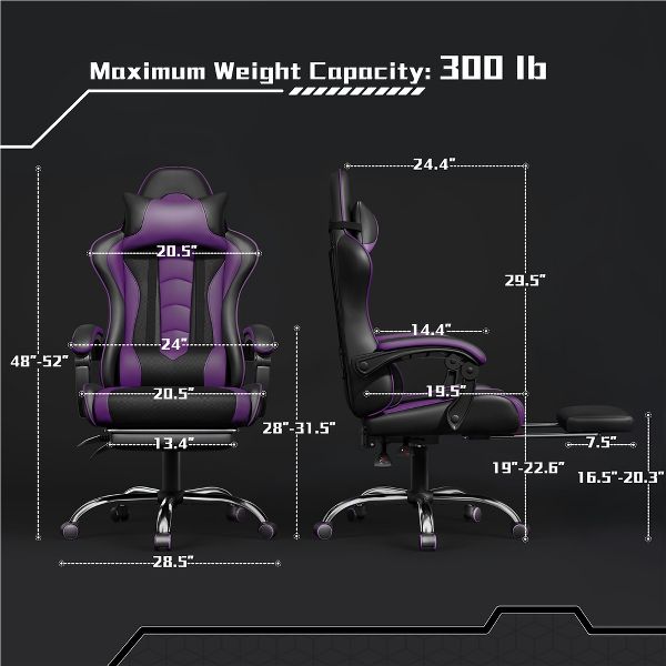 Yaheetech Adjustable Computer Chair with Footrest and Lumbar Support Black