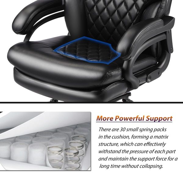 500lbs Big and Tall Office Chair forwith Wide Spring Seat Computer Desk Chair 360 Swivel Home Office Desk Chair-Black