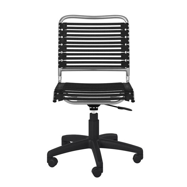 HomeRoots Black and Silver Adjustable Swivel Bungee Rolling Office Chair