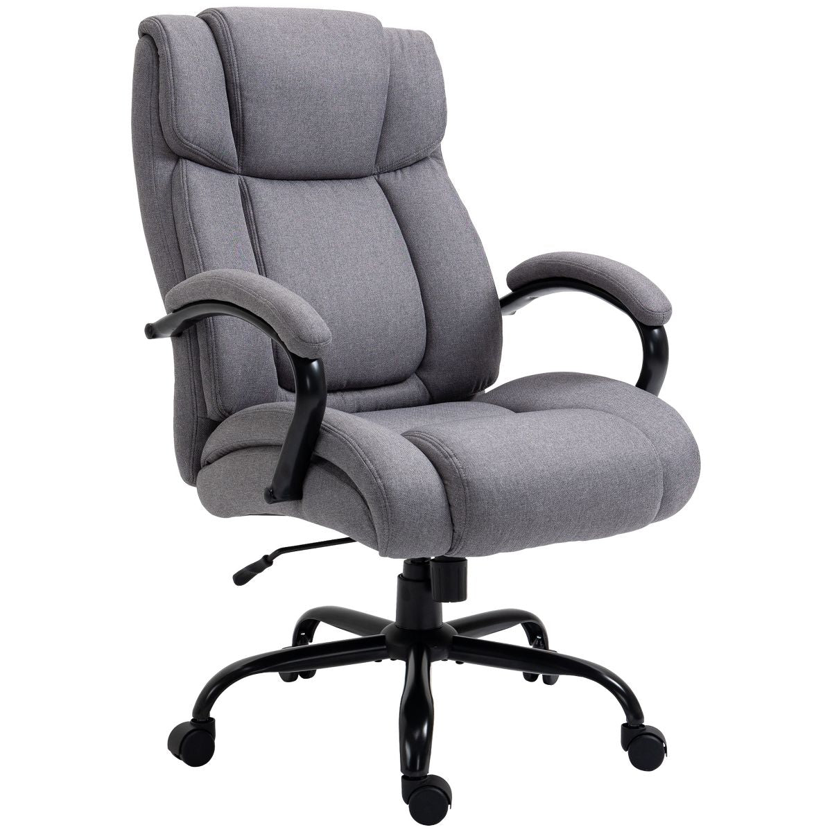 Vinsetto High Back Big and Tall Executive Office Chair 484lbs with Wide Seat Computer Desk Chair with Linen Fabric Swivel Wheels Charcoal Gray