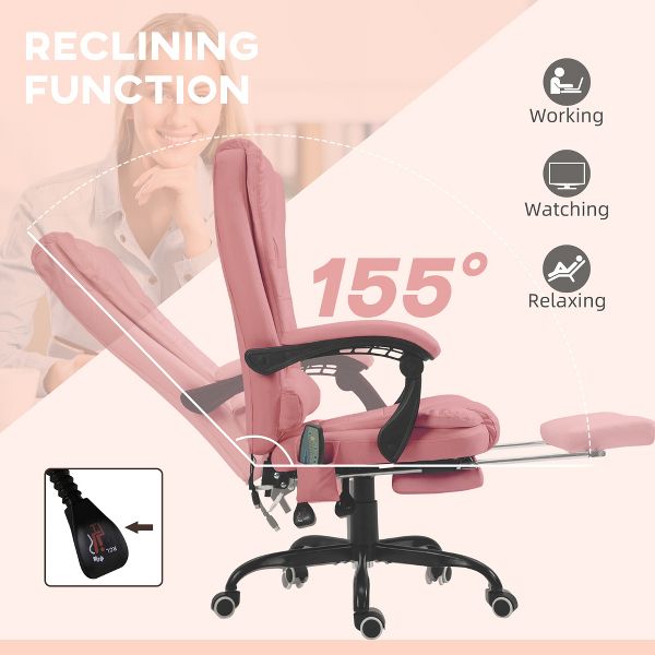 Vinsetto 7-Point Vibrating Massage Office Chair Computer Chair with Lumbar Support, Footrest, Reclining Back, Adjustable Height, Black