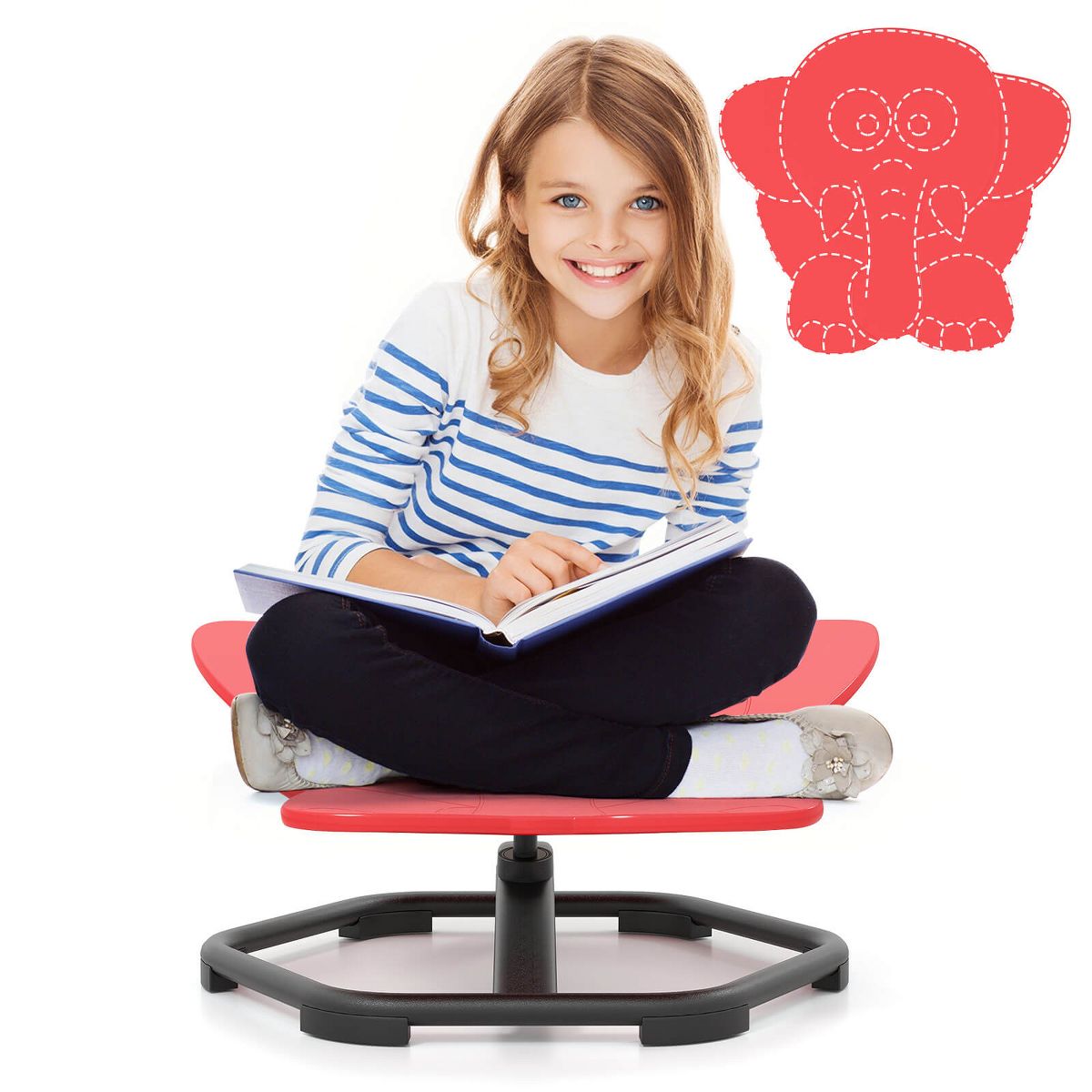 Costway Kids Sensory Swivel Chair with Non-Slip Metal Base for Autistic Kids Indoor Outdoor Blue Elephant