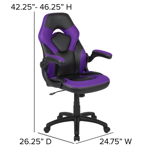 Flash Furniture X10 Gaming Chair, Racing Ergonomic Office Chair, Height Adjustable Swivel Computer Chair w/ Flip-Up Arms, Camouflage/Black LeatherSoft