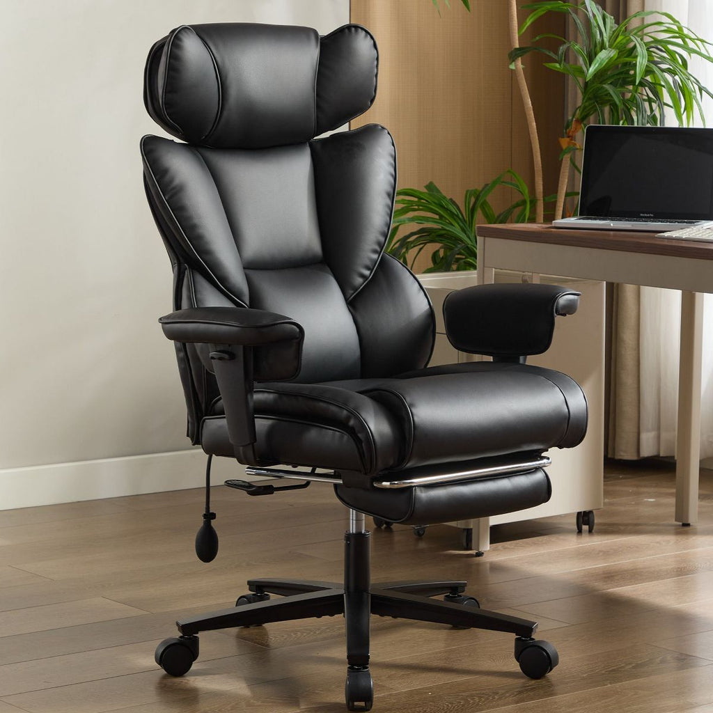 Ergonomic Office Chair with Foot Rest and Inflatable Lumbar Support,Reclining Gaming Chair with Adjustable Height Headrest, for Home and Office
