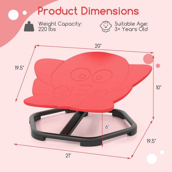 Costway Kids Sensory Swivel Chair with Non-Slip Metal Base for Autistic Kids Indoor Outdoor Blue Elephant