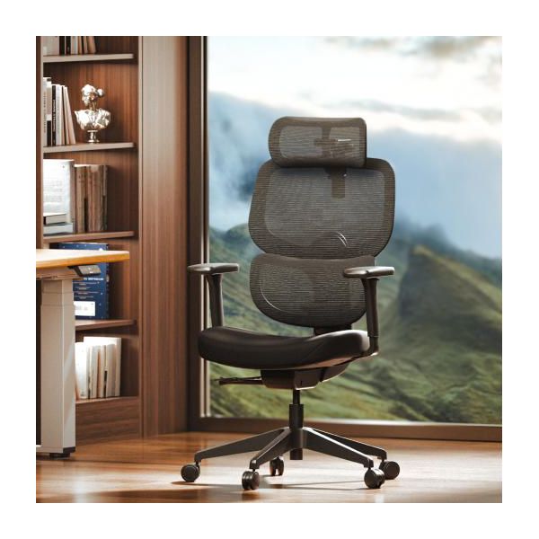 Flexispot C7 Upgraded Series Black Ergonomic Office Chair, Foam material, No footrest