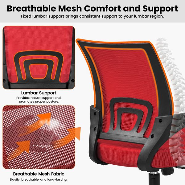 Yaheetech Adjustable Ergonomic Computer Chair Office Chair Black