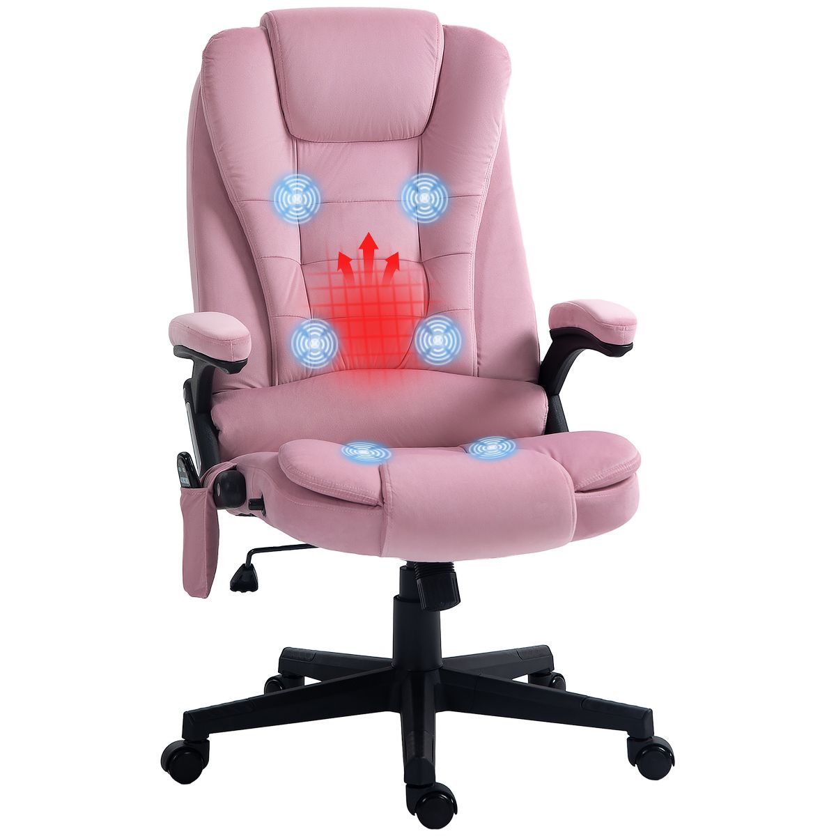 6 Point Executive Office Chair with Heat, Velvet High Back Vibrating Massage Office Chair