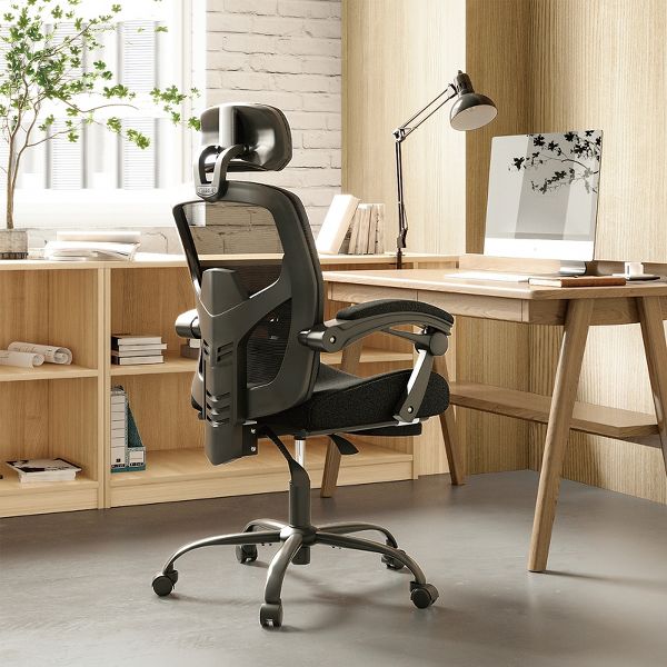 Bestier Office Chair Ergonomic Desk Chair, Home Mesh Office Desk Chairs with Wheels, Lumbar Support Pillow and Padded Armrests, Comfy Gaming Chair
