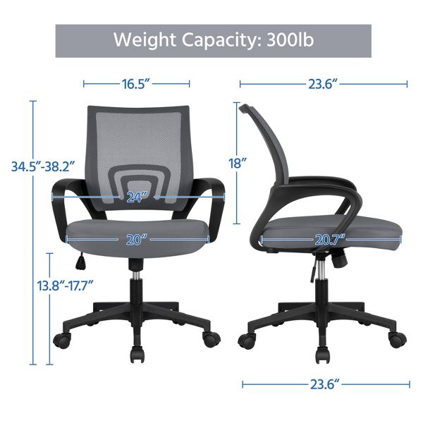 Yaheetech Adjustable Ergonomic Computer Chair Office Chair Black