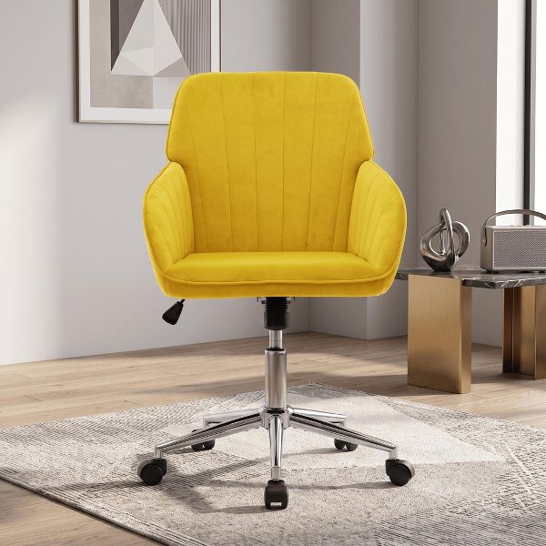 LauKingdom Adjustable Velvet Office Chair, Ergonomic Swivel Vanity Chair with Backrest Support, Comfortable Cute Desk Chair for Bedroom, Living Room