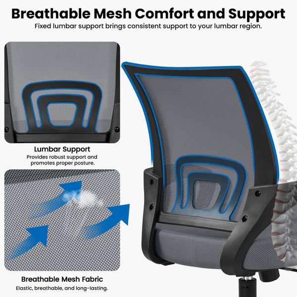 Yaheetech Adjustable Ergonomic Computer Chair Office Chair Black