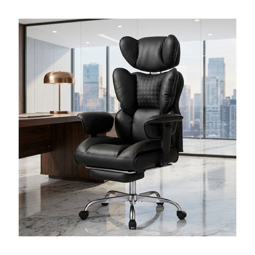 Bestier 27-in W Ergonomic Office Chair with Adjustable Armrests Reclining Footrest 350 lb Capacity for Home Office Gaming, Black