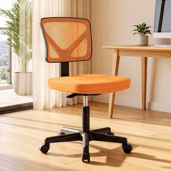 JIONJOY Armless Mesh Office Chair - Adjustable Height Rolling Desk Chair for Small Space, Dorm, Home Office | Black