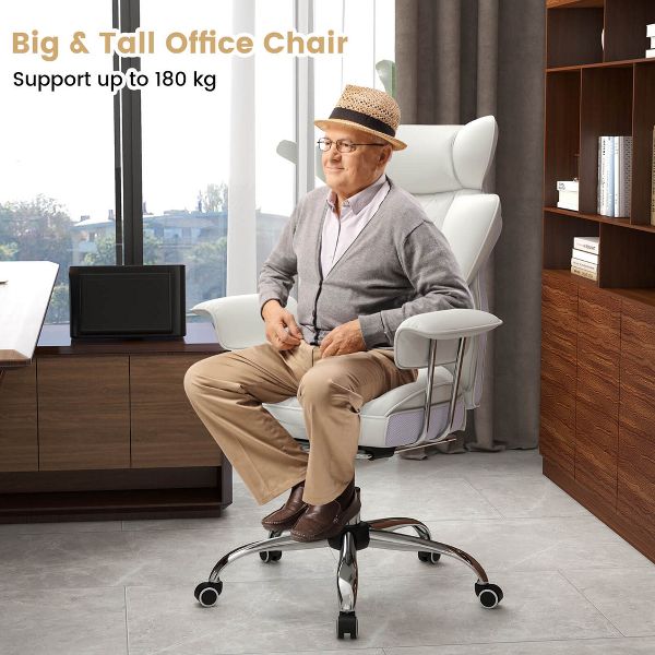 Costway 400 LBS Big & Tall Office Chair with Adjustable Height Reclining Function Footrest Black