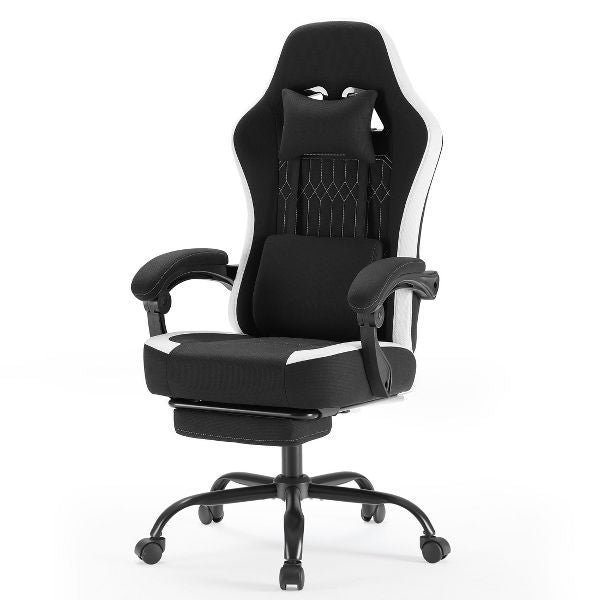 JIONJOY Ergonomic Gaming Chair with Footrest - High Back Lumbar Support, Adjustable Recline& Height, Swivel Computer Desk Chair-BK