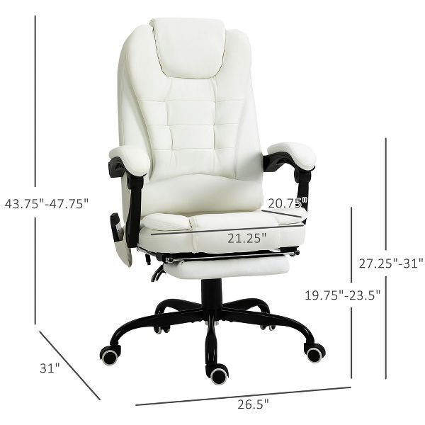 7-Point Vibrating Massage Office Chair High Back Executive Recliner with Lumbar Support, Footrest, Reclining Back, Adjustable Height