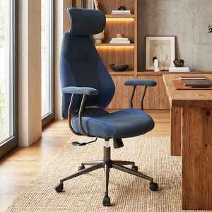 Costway Ergonomic Office Chair with 2D Headrest, Rocking Backrest & Wheels, Gaming Chair Blue