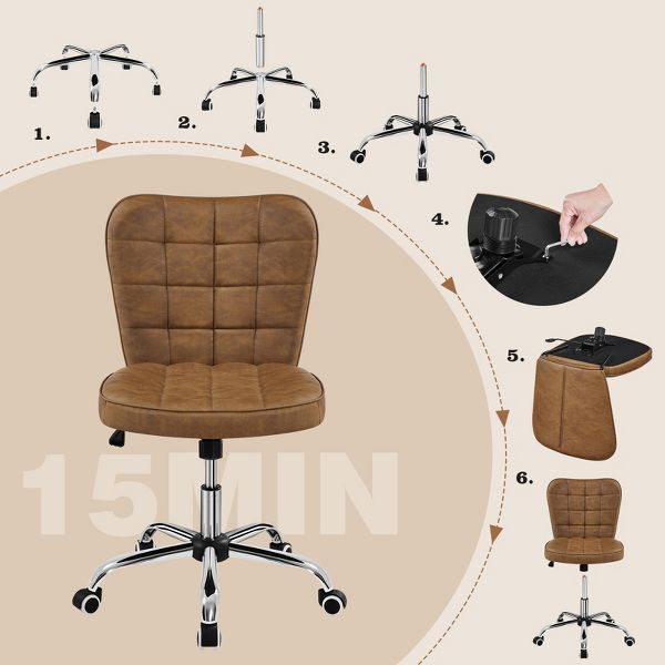 Yaheetech Modern Mid-back Office Chair Armless Desk Chair, Black