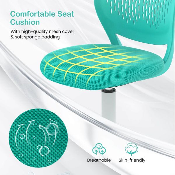 Costway Height-adjustable Ergonomic Kids Chair Breathable Mesh Desk Chair w/ Wheels Mobile Comfortable School Chair for Kids Room Green