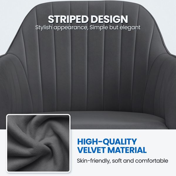 Yaheetech Modern Faux Leather Desk Chair, 360° Swivel Height Adjustable Upholstered Computer Chair for Home Office Study, Dark Gray