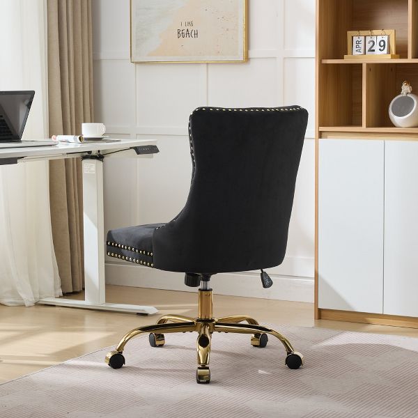 Adjustable Desk Chair Swivel Office Chair, Velvet Upholstered Tufted Button Home Office Chair
