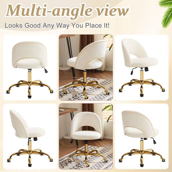 Karl Home | 23 inch Navy Blue Task Chair Office Desk Chair Make Up Chair With Wheels