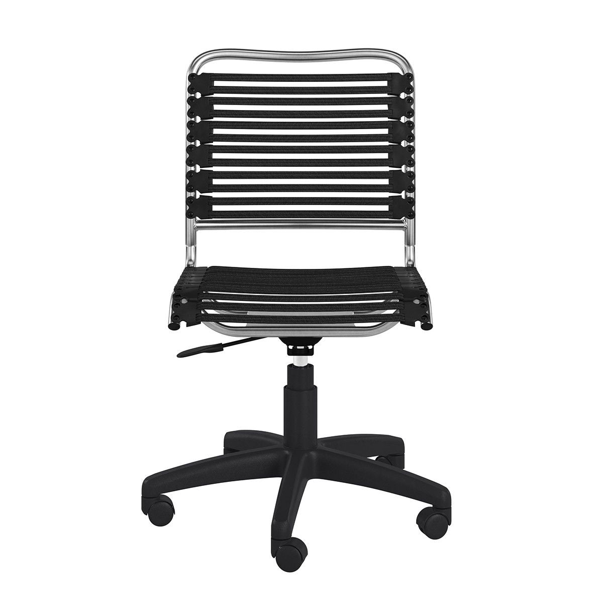 HomeRoots Black and Silver Adjustable Swivel Bungee Rolling Office Chair