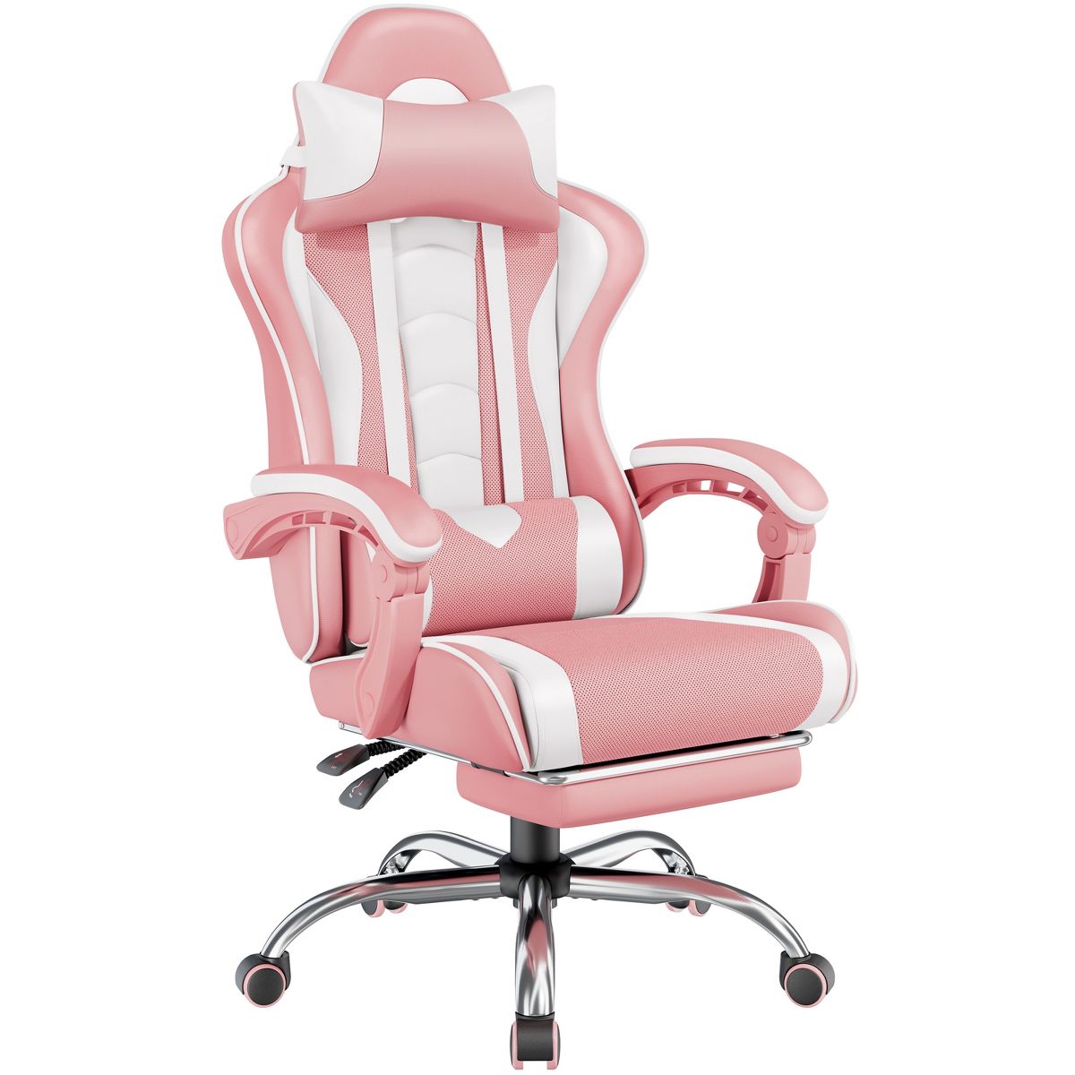 Yaheetech Adjustable Computer Chair with Footrest and Lumbar Support Black