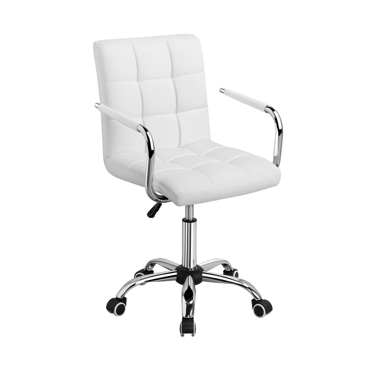 Yaheetech Modern Office Chair Height Adjustable Swivel Chair Mid Back PU Leather Chair, Black