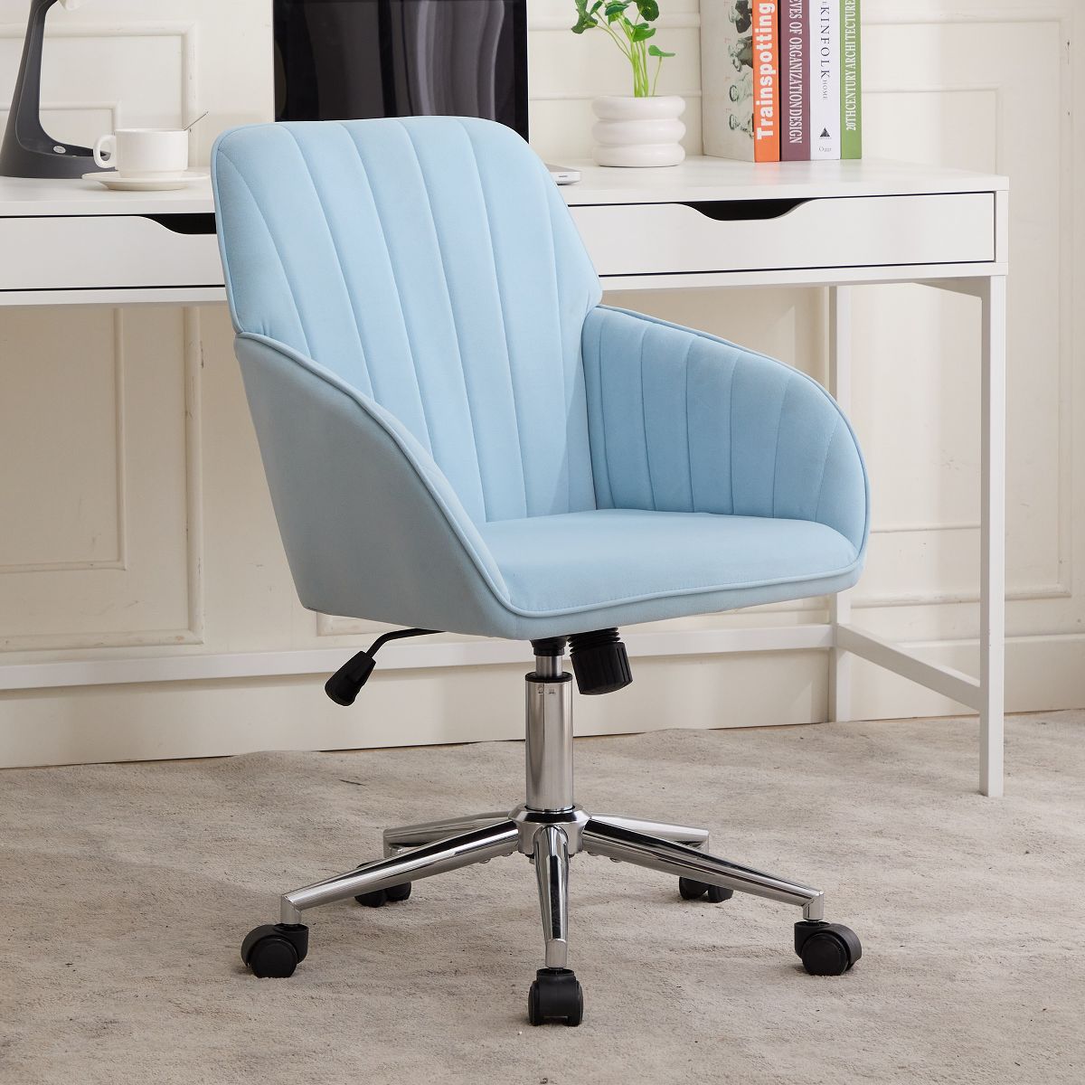 Adjustable Ergonomic Swivel Office Chair with Backrest - Comfortable for Long Sitting, Suitable for Home and Bedroom