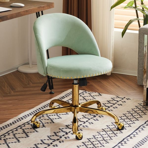 Karl Home | 23 inch Navy Blue Task Chair Office Desk Chair Make Up Chair With Wheels
