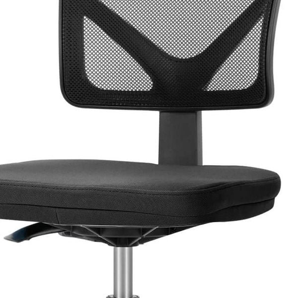 Black Low-Back Mesh Armless Swivel Office Chair, 16.50 x 17.90 x 34.80 inch