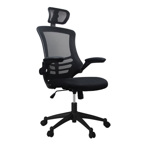 HomeRoots Black Adjustable Height Swivel Rolling Executive Office Chair