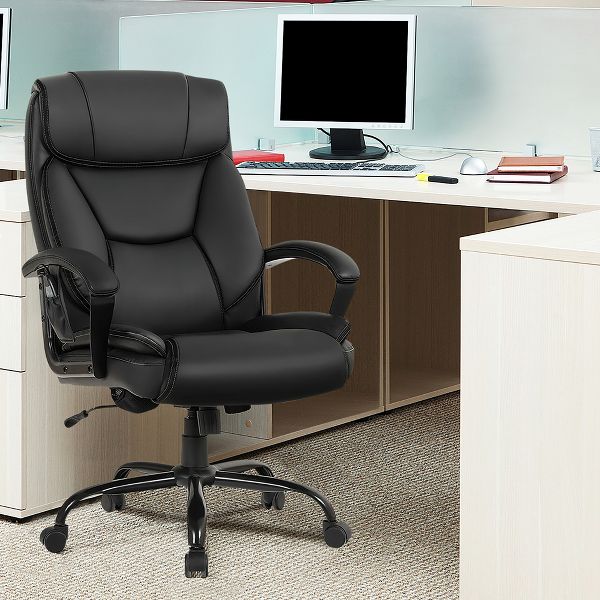 Costway Big & Tall 500lb Office Chair Executive PU Leather Computer Desk Chair