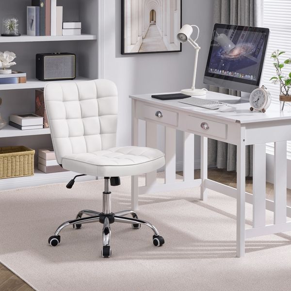 Yaheetech Modern Mid-back Office Chair Armless Desk Chair, Black