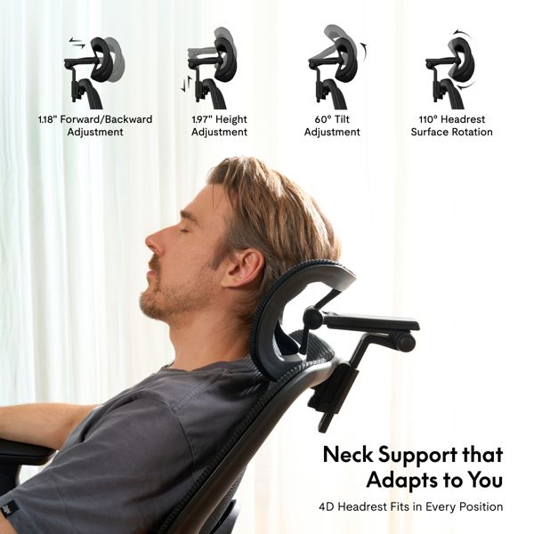 Flexispot C7 Upgraded Series Black Ergonomic Office Chair, Foam material, No footrest