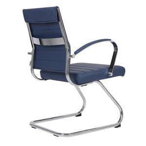 LeisureMod Benmar Modern Leather Office Chair - Ergonomic Sled Base Desk Chair with Fixed Armrests & Sturdy Steel Frame for Home or Executive Office