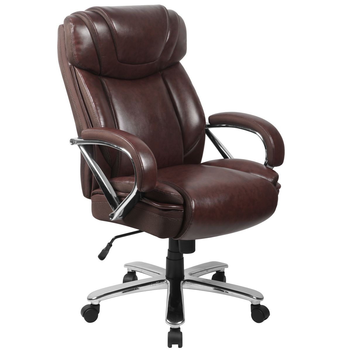 Emma and Oliver 500 lb. Big & Tall Black LeatherSoft Ergonomic Office Chair with Extra Wide Seat