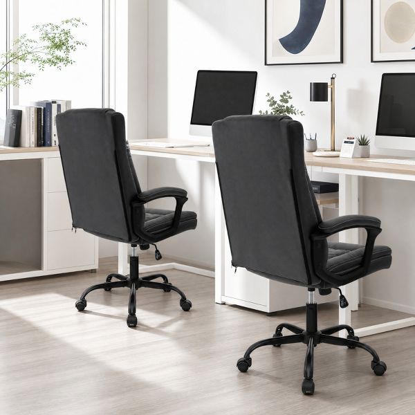 High Back Ergonomic Executive Office Chair with Thick Headrest Cushion and Lumbar Support, Black