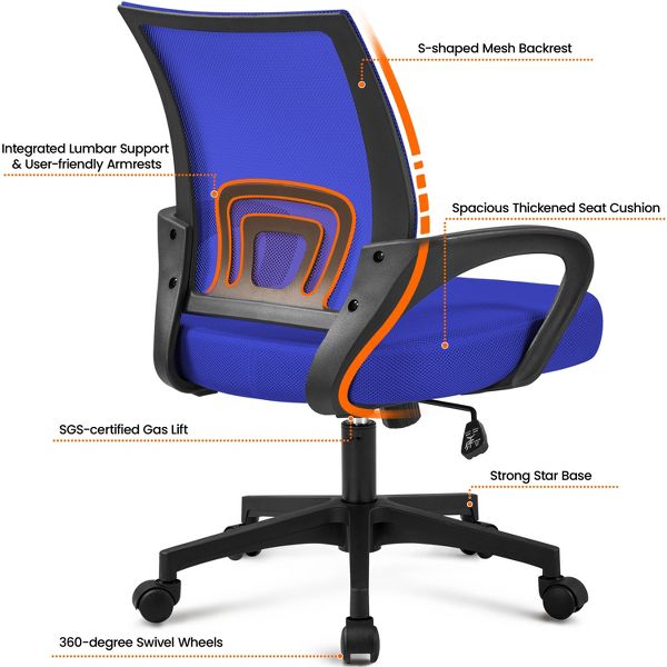 Yaheetech Adjustable Ergonomic Computer Chair Office Chair Black