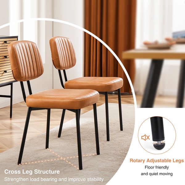 Bestier Armless Office Chairs, Mid-Century Modern Upholstered Living Room Accent Chairs with Faux Leather Cushion Seat
