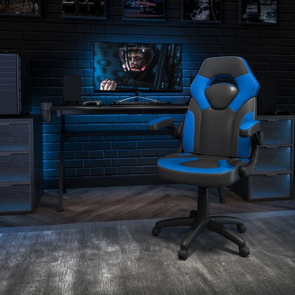 Flash Furniture X10 Gaming Chair, Racing Ergonomic Office Chair, Height Adjustable Swivel Computer Chair w/ Flip-Up Arms, Camouflage/Black LeatherSoft