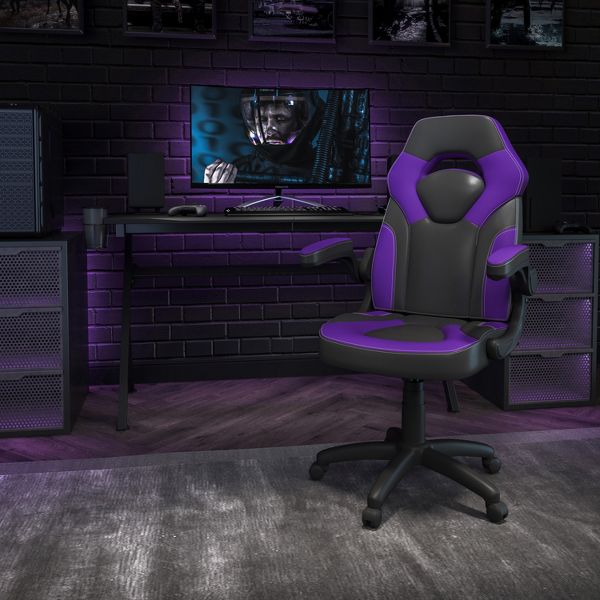 Flash Furniture X10 Gaming Chair, Racing Ergonomic Office Chair, Height Adjustable Swivel Computer Chair w/ Flip-Up Arms, Camouflage/Black LeatherSoft