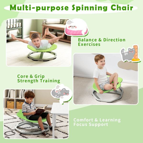 Costway Kids Sensory Swivel Chair with Non-Slip Metal Base for Autistic Kids Indoor Outdoor Blue Elephant
