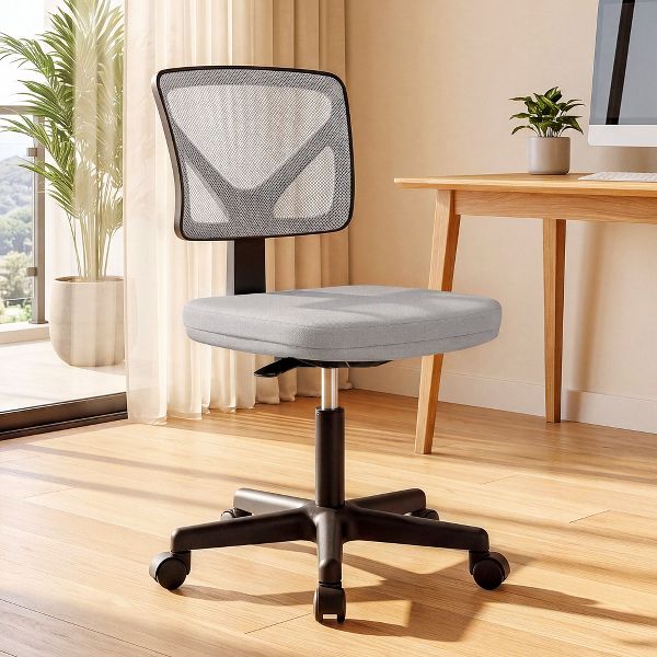 JIONJOY Armless Mesh Office Chair - Adjustable Height Rolling Desk Chair for Small Space, Dorm, Home Office | Black