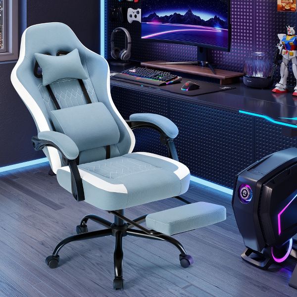 JIONJOY Ergonomic Gaming Chair with Footrest - High Back Lumbar Support, Adjustable Recline& Height, Swivel Computer Desk Chair-BK
