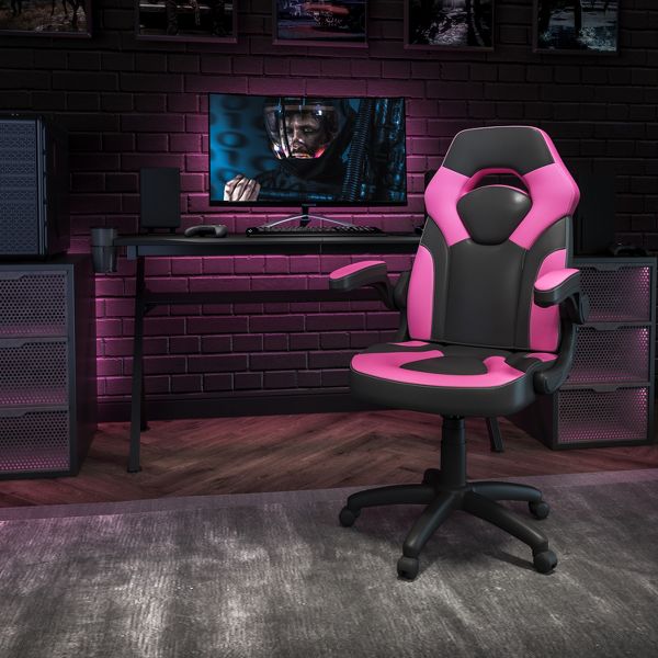 Flash Furniture X10 Gaming Chair, Racing Ergonomic Office Chair, Height Adjustable Swivel Computer Chair w/ Flip-Up Arms, Camouflage/Black LeatherSoft